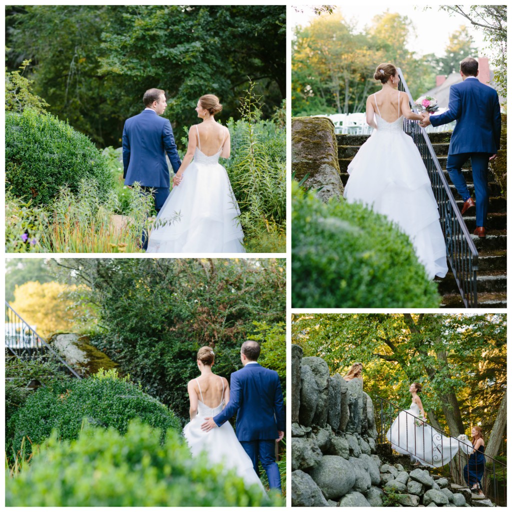 The newlywed couple enjoy some quiet moments in the garden.