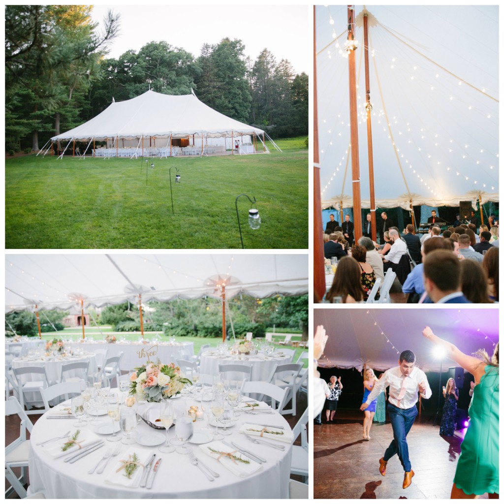 The tent is ready for the reception and comes to life as the sun goes down!